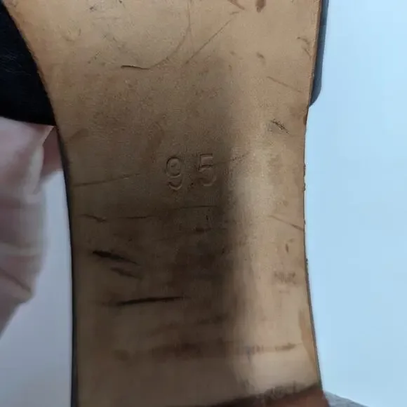 Nisolo Elizabeth Black Leather Slides Block Heel Sandals Open Toe 9.5 Preowned - Picture 12 of 13